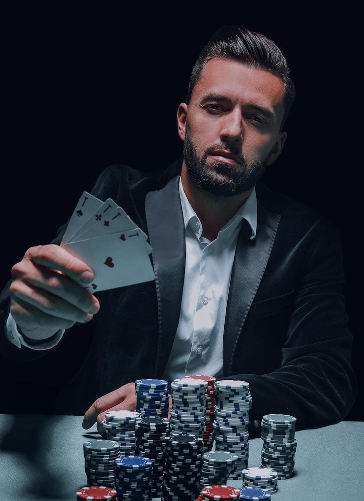 Live dealer in Captain's Bounty studio, blackjack table with multiple camera angles